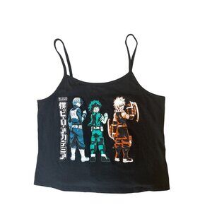 Hot Topic My Hero Academia Trio Girls Crop Cami Women's Size M Black